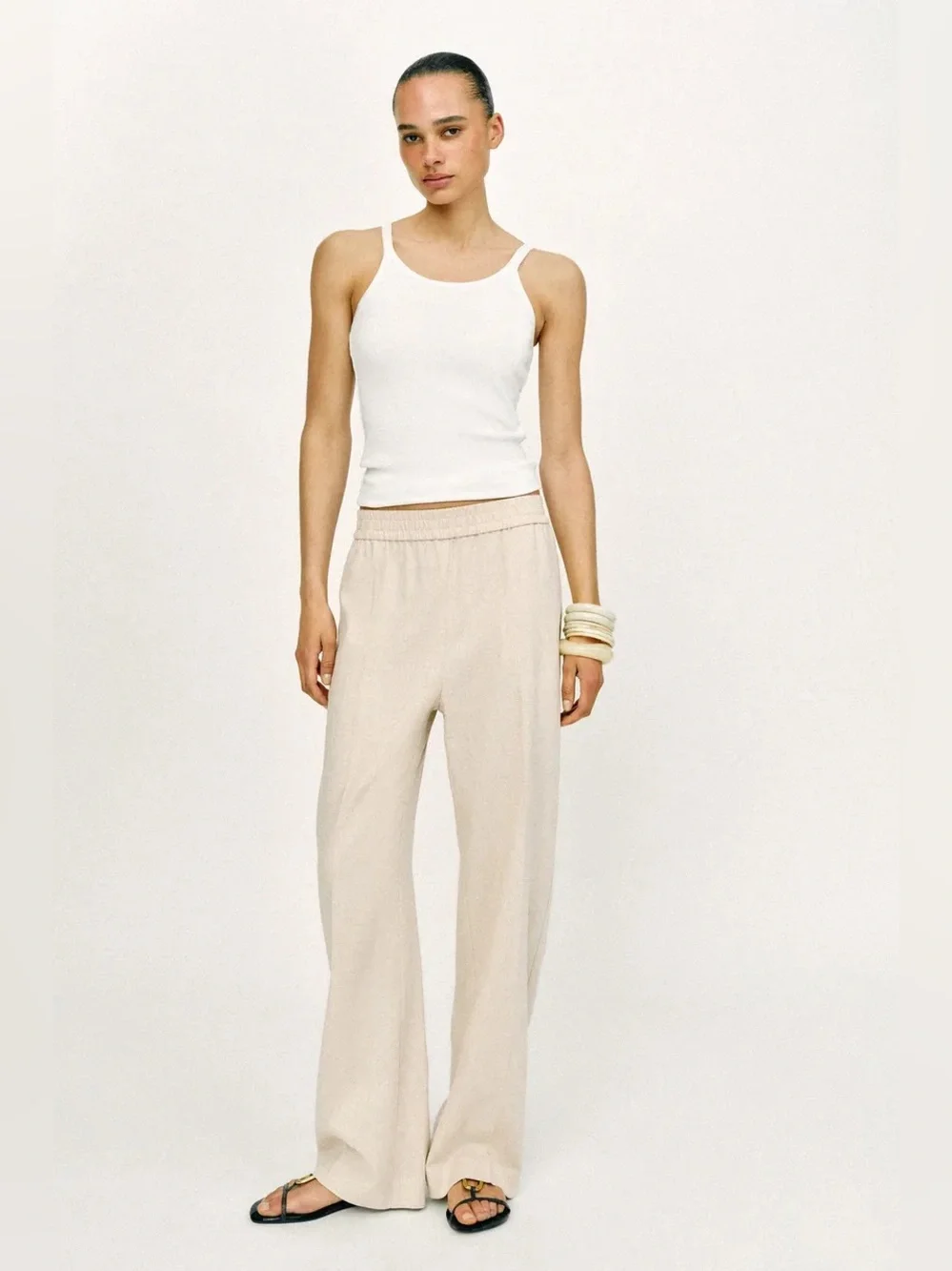 ZARA linen blend pull on pants Size Medium